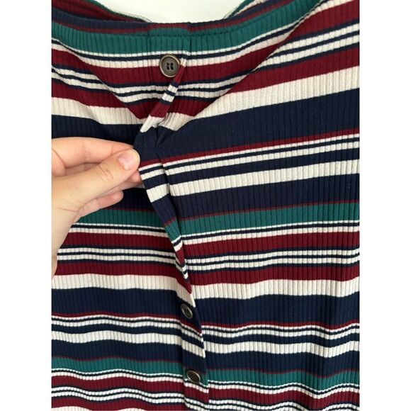 As U Wish Striped Bodycon Midi Dress Size Small Knee Length Faux Button Front - Picture 4 of 6